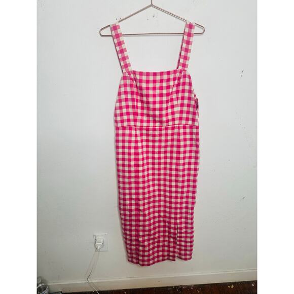 FINDERS KEEPERS Pink White Gingham Check Sleeveless Gigi Midi Dress Size US 10 - Picture 2 of 16